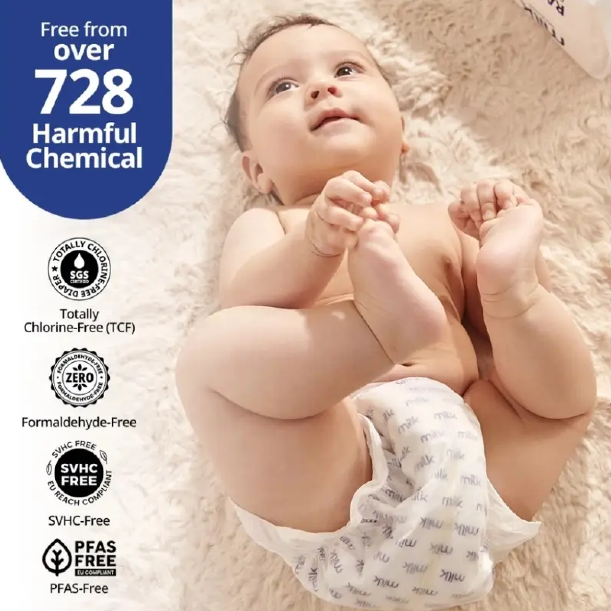 Milk Safe & Clean Rash Away! Diaper Pants | Yoga Pant Fit Diaper Pants for babies - L - 36 Pack - Bouncing Baby