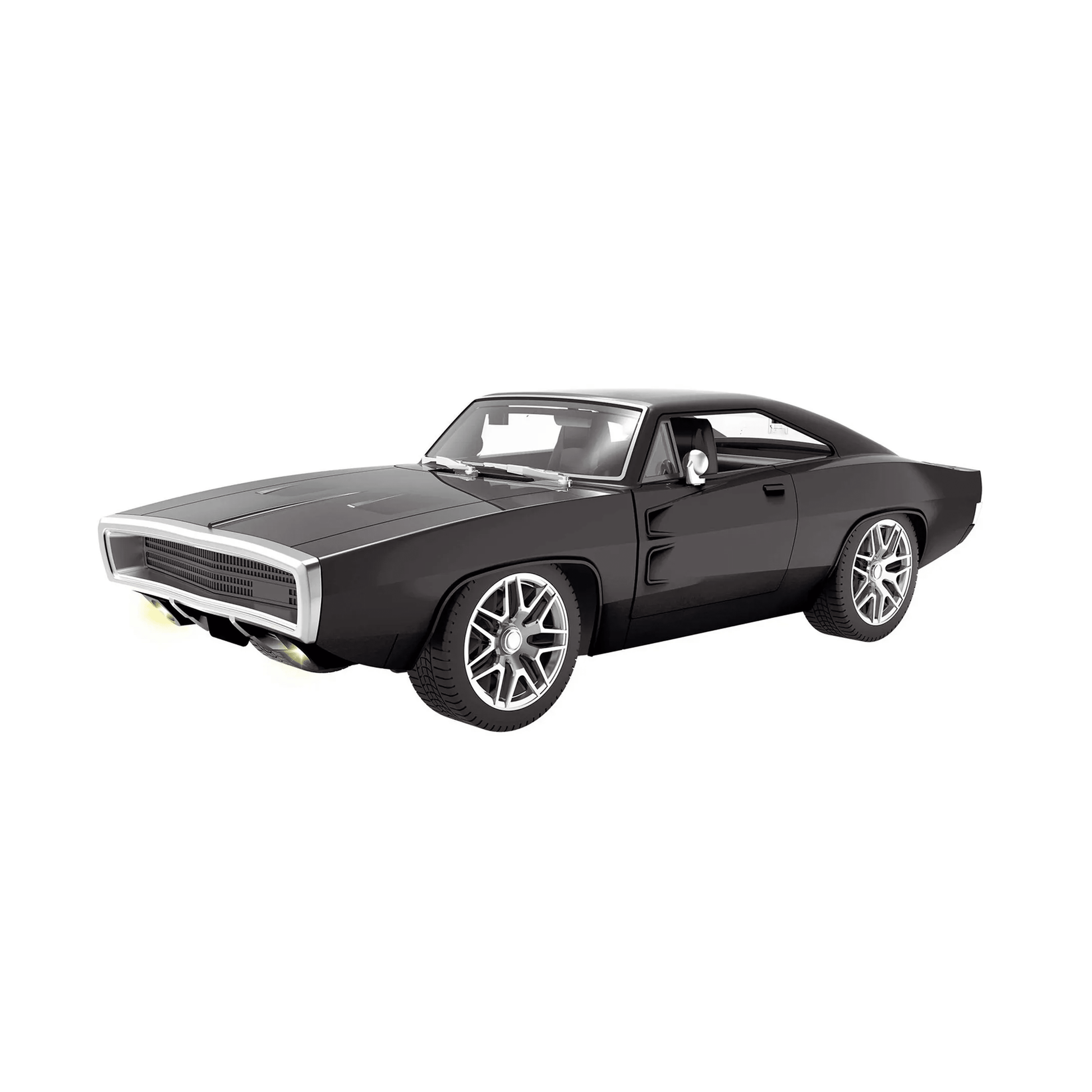 Moka RC Classic Muscle Car | 1:12 Scale Black Charger Style | Remote Opening Doors & Lights | 27MHz Remote Control Toys for babies - Bouncing Baby