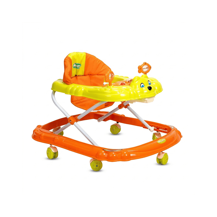 Orange & Yellow Baby Step Walker with Animal Activity Tray | Toddler Learning Walker Baby Walkers for babies - Bouncing Baby