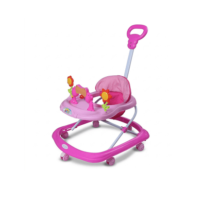 Pink Baby Step Walker with Parent Push Handle & Activity Tray | Toddler Learning Walker Baby Walkers for babies - Bouncing Baby