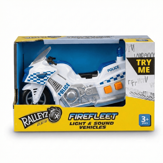 Ralleyz Firefleet Police Motorcycle Toy | Light & Sound Effects | Siren & Flashing Lights | Ages 3+ Kids Toys for babies - Bouncing Baby