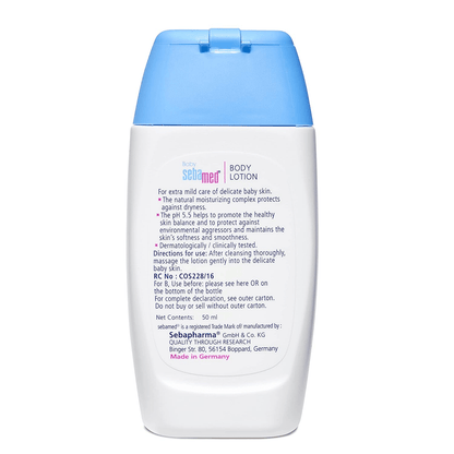 Sebamed Baby Body Lotion | pH 5.5 for Delicate Skin | With Camomile & Allantoin Baby Lotions for babies - 50ml - Bouncing Baby