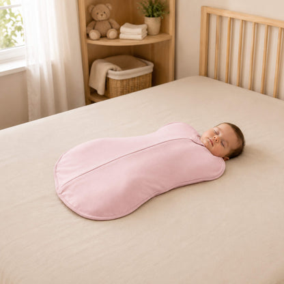 Soft Pink Newborn Baby Swaddle Pod | Ergonomic Zip-Up Sleep Sack | Cotton Swaddle Sack Baby Gear for babies - Bouncing Baby