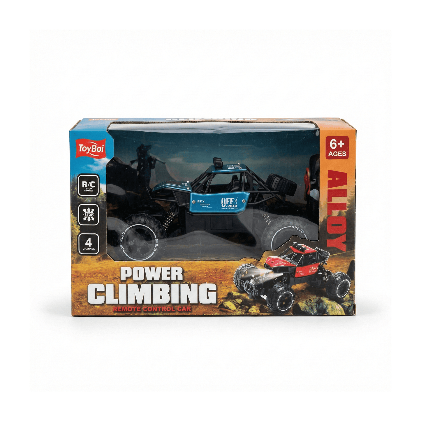 ToyBoi Alloy Power Climbing RC Car | 4 - Channel Off - Road Rock Crawler | Blue | Ages 6+ Remote Control Toys for babies - Bouncing Baby