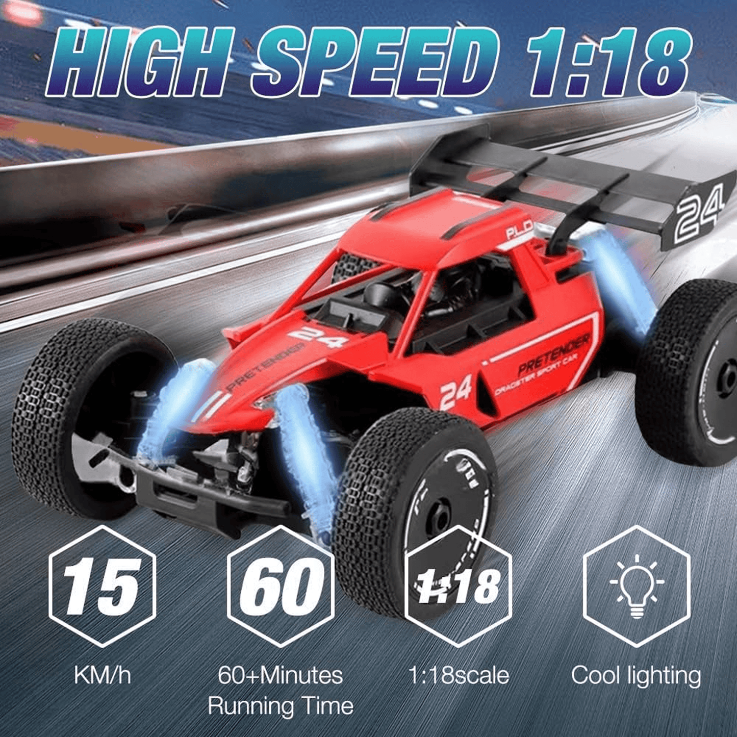 ToyBoi High - Speed RC Climbing Car | Rear Mist Spray & LED Lights | Off - Road Buggy | 2 Rechargeable Batteries Remote Control Toys for babies - Bouncing Baby