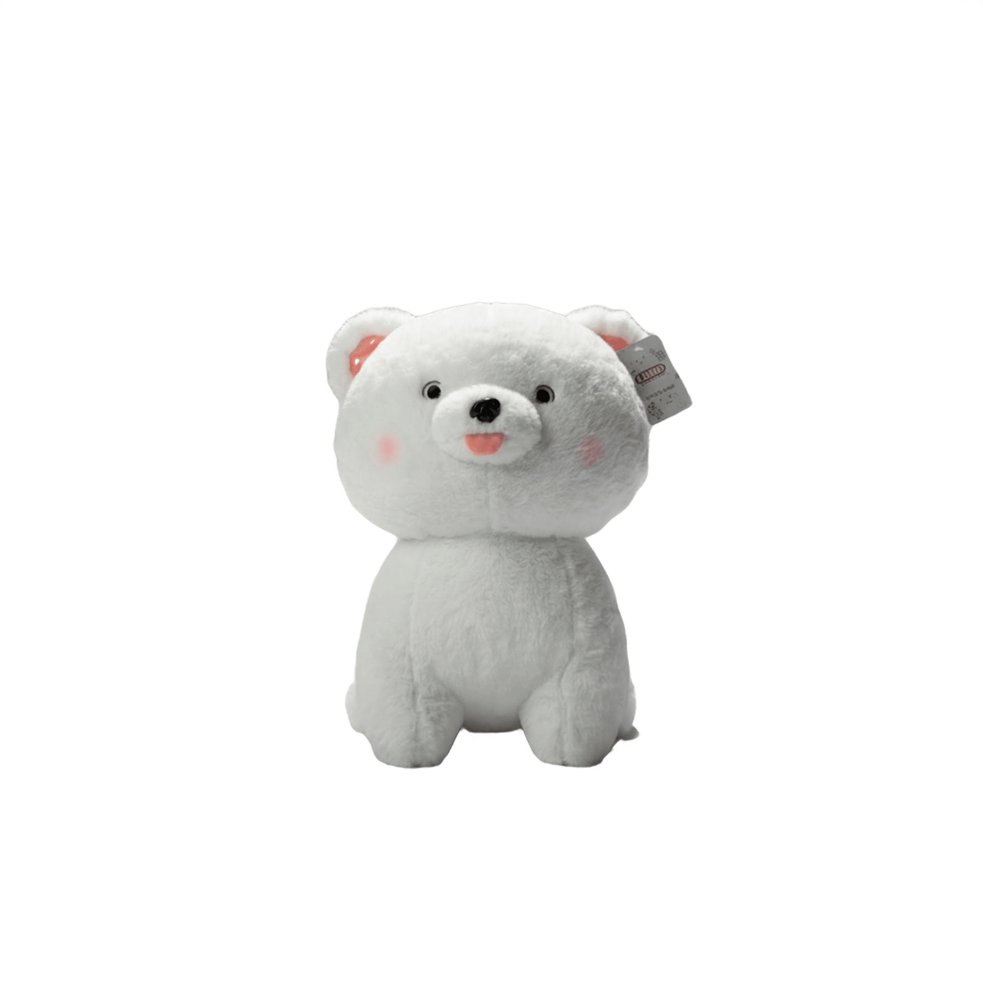 White Chubby Teddy Bear Soft Toy | Kawaii Plush with Pink Cheeks & Tongue Out | Cute Stuffed Animal Soft Toys for babies - Bouncing Baby