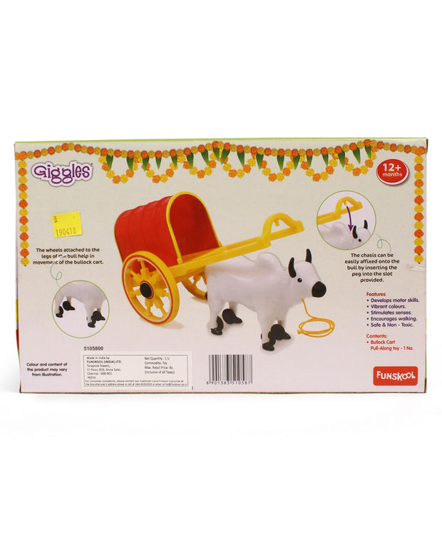 Giggles Pull Along Bullock Cart Toy - White Red