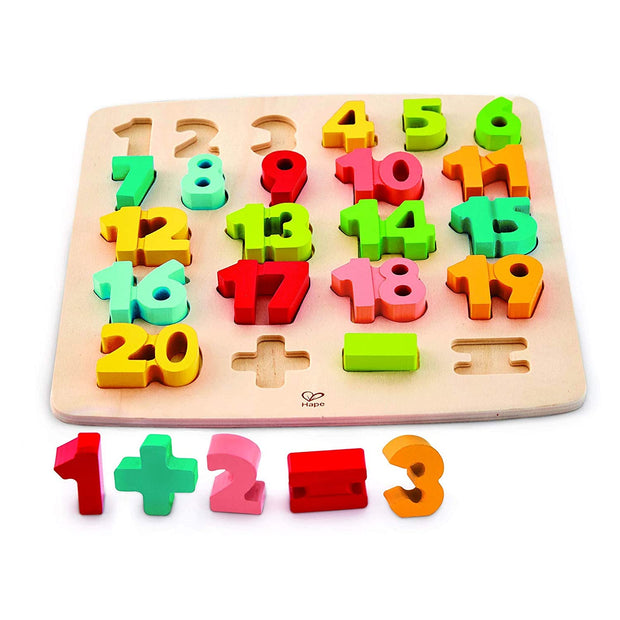 Hape - E1550 Chunky Number Puzzle Game (10 Piece) 5 inch x 2 inch