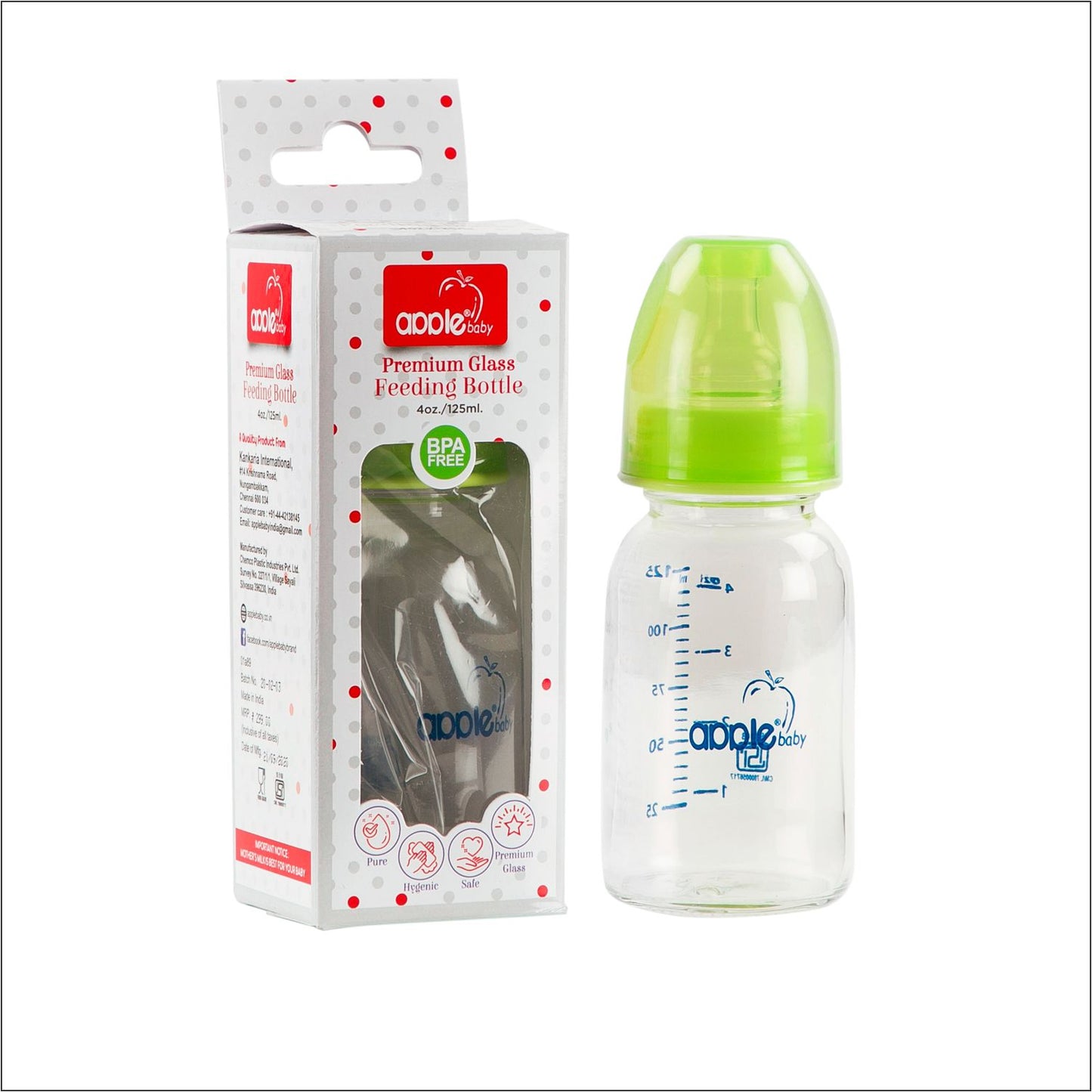 GLASS FEEDING BOTTLE_125ML_01A89-4OZ