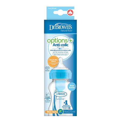 Dr. Brown's Natural Flow Options Wide Neck Baby Bottle (270 Ml, Blue)