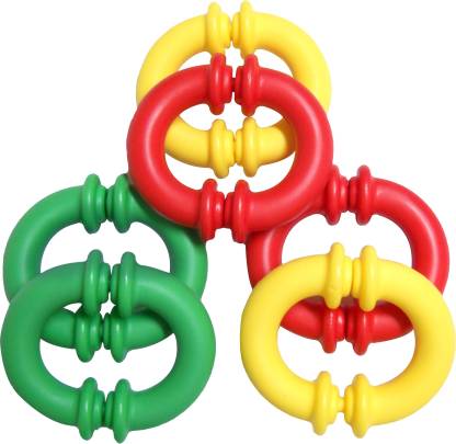 Giggles - C Links, Multicolour Interlocking Educational Blocks, Improves creativity and Construction blocks for kids, 6 months & above, Infant and Preschool Toys