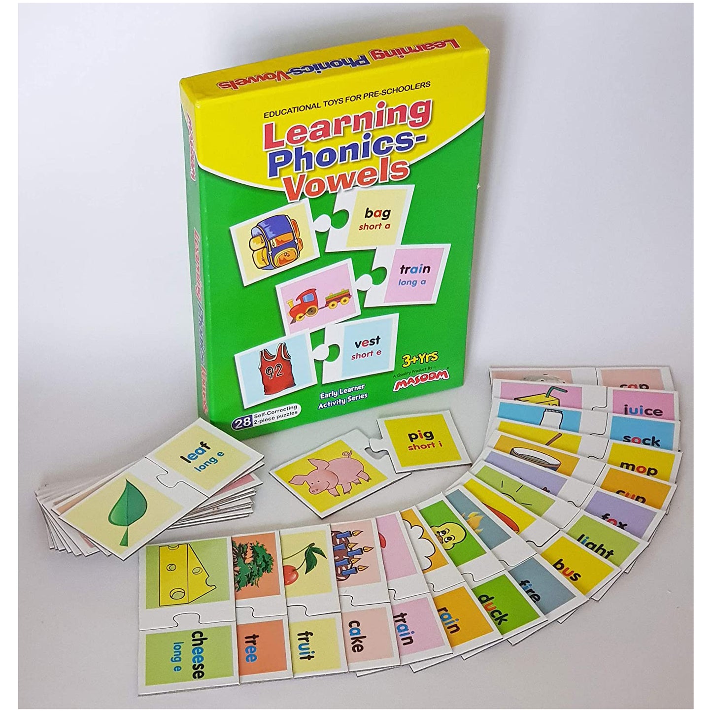 Learning Phonics-Vowels | Self Correcting 2-Piece Puzzle