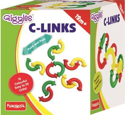 Giggles - C Links, Multicolour Interlocking Educational Blocks, Improves creativity and Construction blocks for kids, 6 months & above, Infant and Preschool Toys