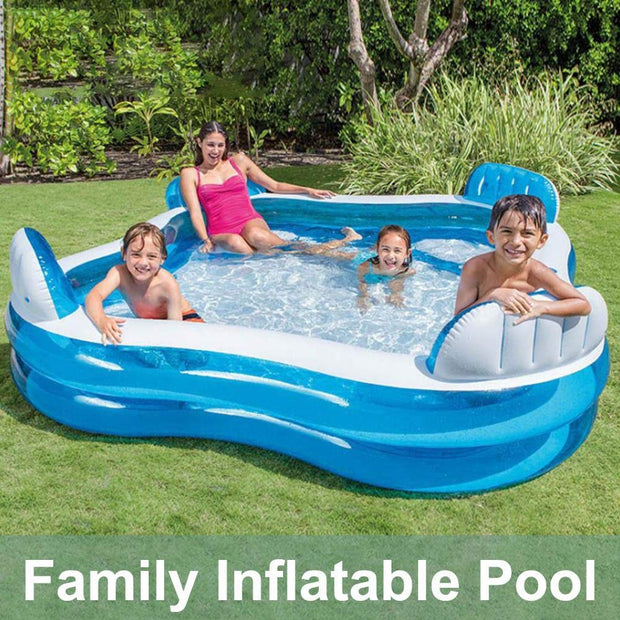 N/I Swimming Pool,Inflatable Swimming Pool, Blow Up Pool Family Lounge Inflatable Pool for Children Adults,Blue Easy Set Swimming Pool