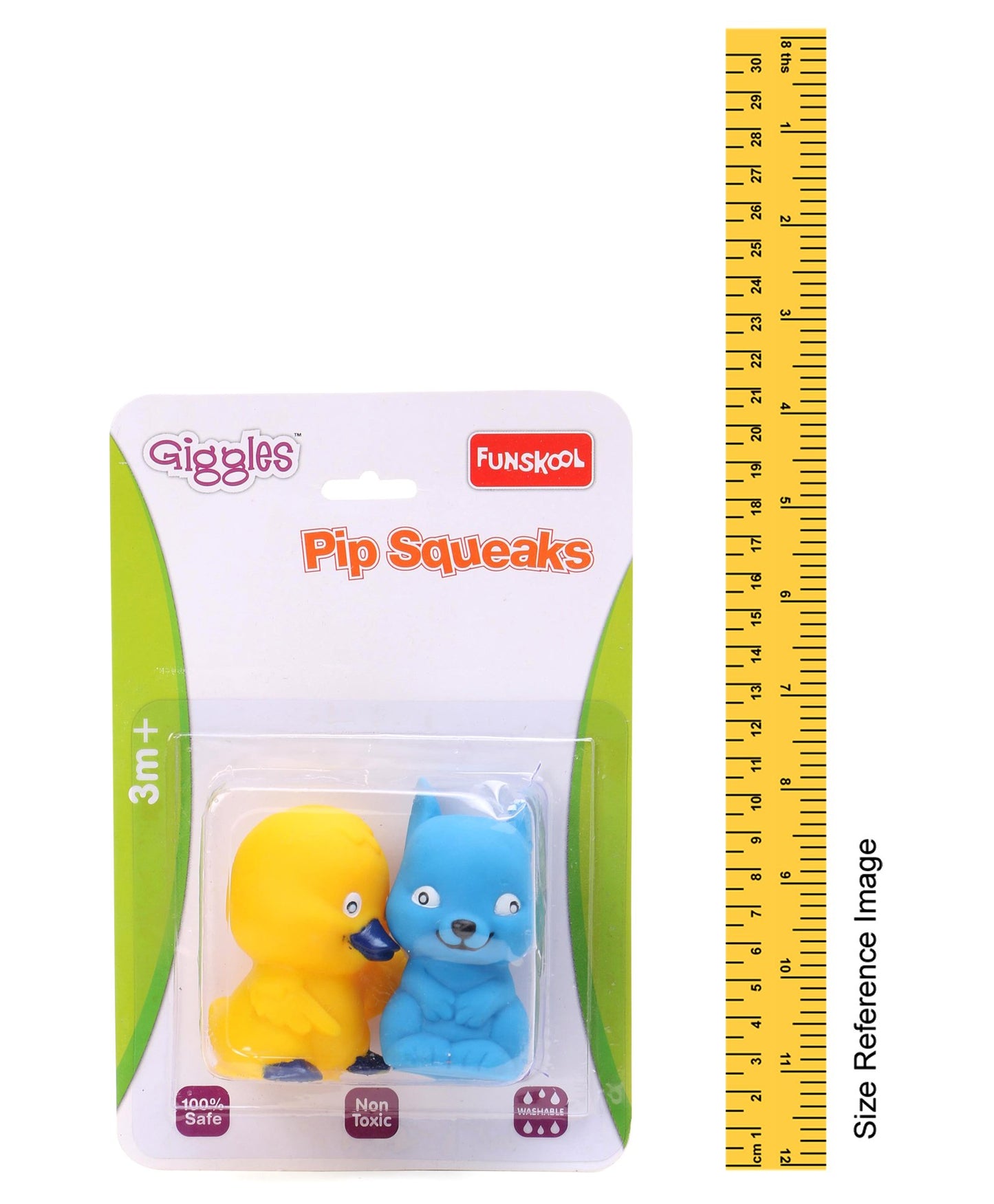 Giggles - Pip Squeaks (Pack Of 2 Piece), Multicolour Animal Squeakers, Stimulates Senses, Natural squeaking sound, 3 months and above, Infant Toys