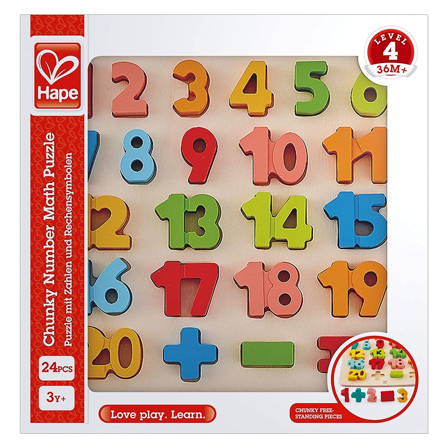 Hape - E1550 Chunky Number Puzzle Game (10 Piece) 5 inch x 2 inch