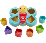 Fisher-Price Butterfly Shape Sorter, Six chunky, Colorful Shapes To Sort And Store Help Baby Fine Motor Skills Take Flight, Multicolor, Plastic
