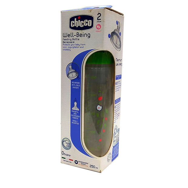Chicco 250ml WellBeing Polypropylene Bottle (Green)