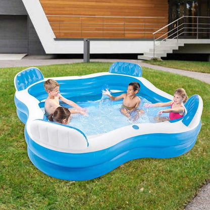 N/I Swimming Pool,Inflatable Swimming Pool, Blow Up Pool Family Lounge Inflatable Pool for Children Adults,Blue Easy Set Swimming Pool