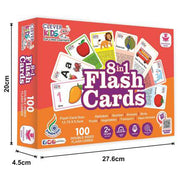 RATNA'S 8 in 1 Flash Cards 100 uniquely designed double sided flash cards features Alphabet,Number,Birds,Animals,Fruits,Vegetable,Transport & Aqua Animals  (Multicolor)