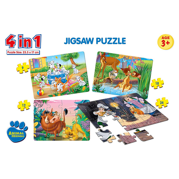 Frank Disney Animal Friends 4 in 1 Puzzle  (63 Pieces)