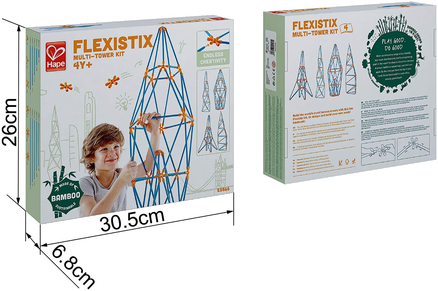 Hape E5566 Flexi Stix Stem Building Multi Tower Kit Bamboo Sticks To Bouncing Baby