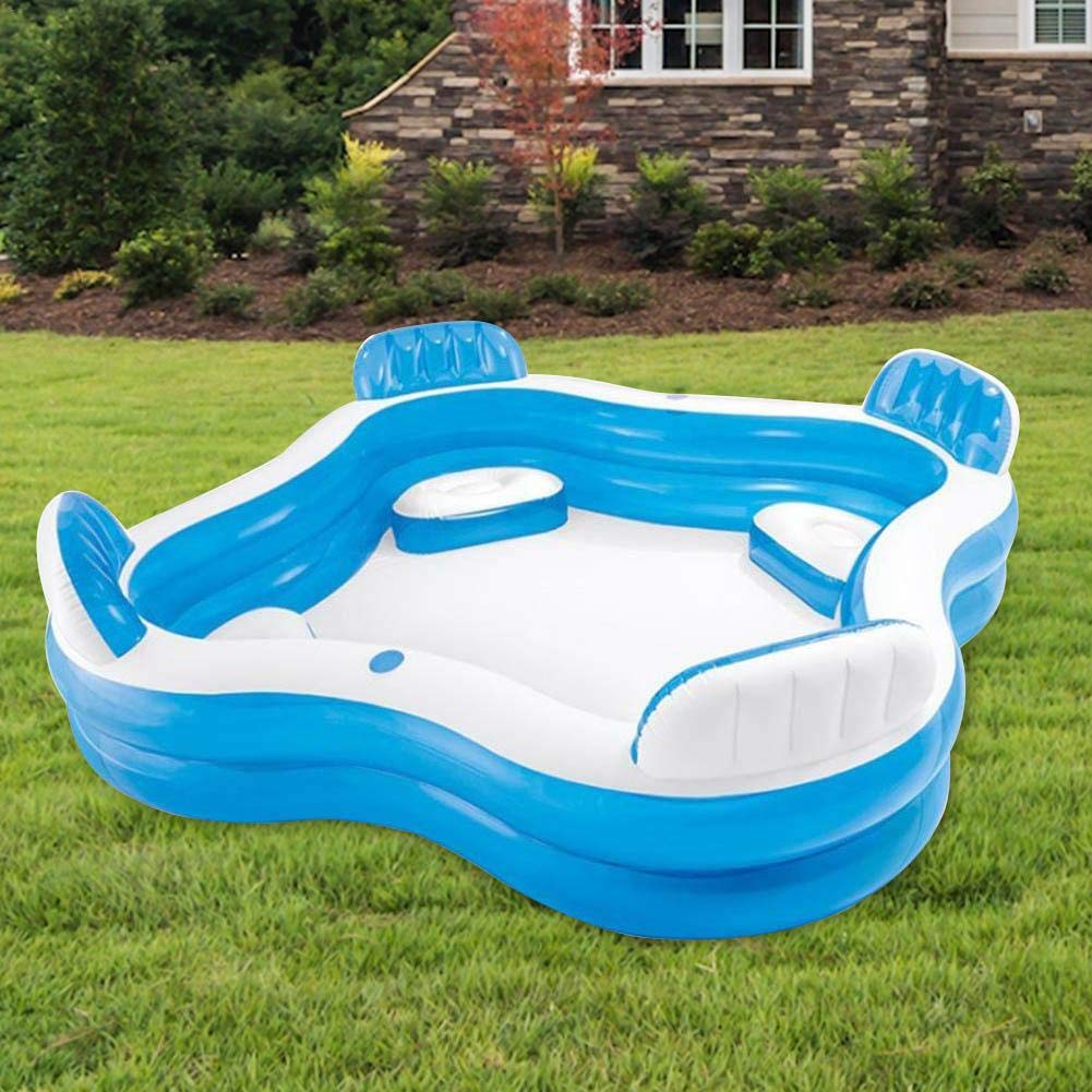 N/I Swimming Pool,Inflatable Swimming Pool, Blow Up Pool Family Lounge Inflatable Pool for Children Adults,Blue Easy Set Swimming Pool