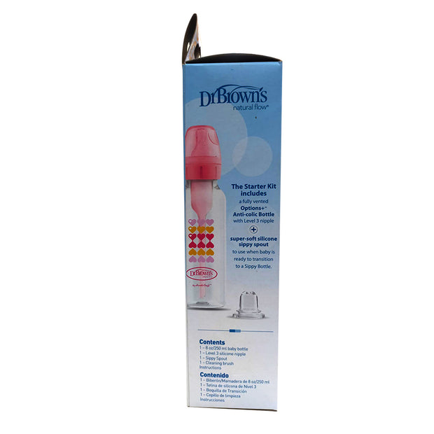 Dr. Brown's Natural Flow Options Anti colic Bottle (8 oz /250 Ml, PINK)